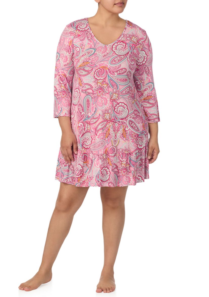 Plus Size 3/4 Sleeve Tunic Nightgown