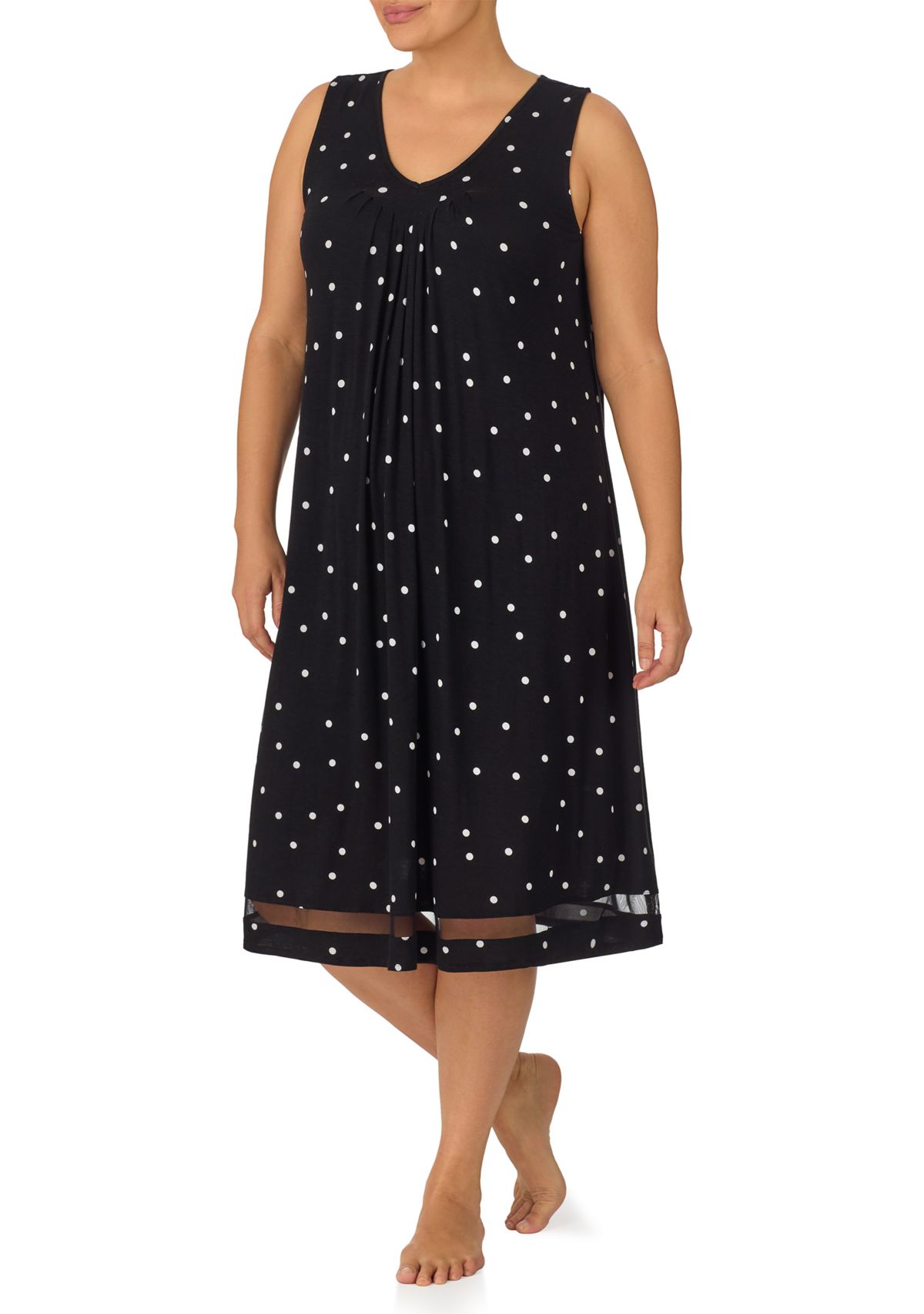 Plus Size Sleeveless Midi Gown with Soft Bra