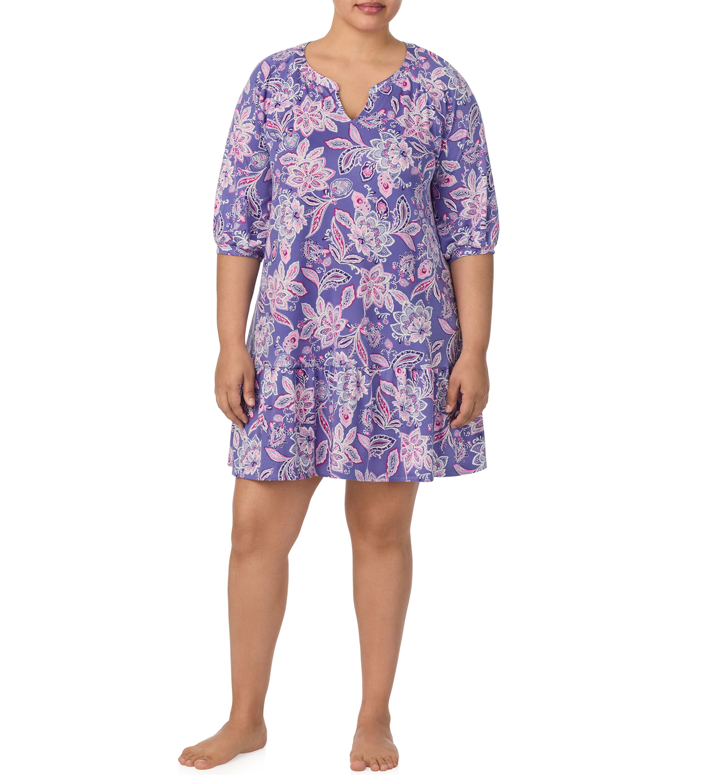 Womens 3/4 Sleeve Tunic Nightgown
