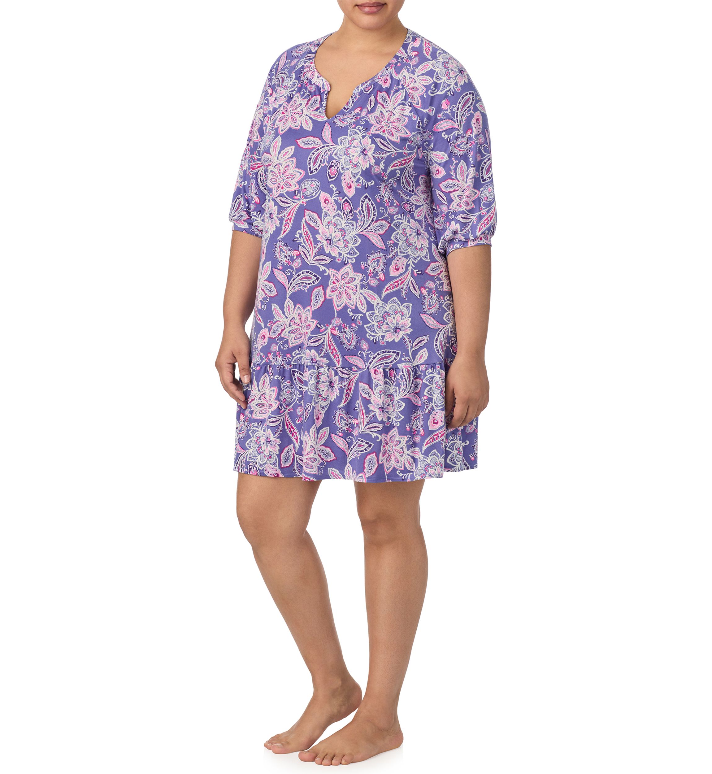 Womens 3/4 Sleeve Tunic Nightgown