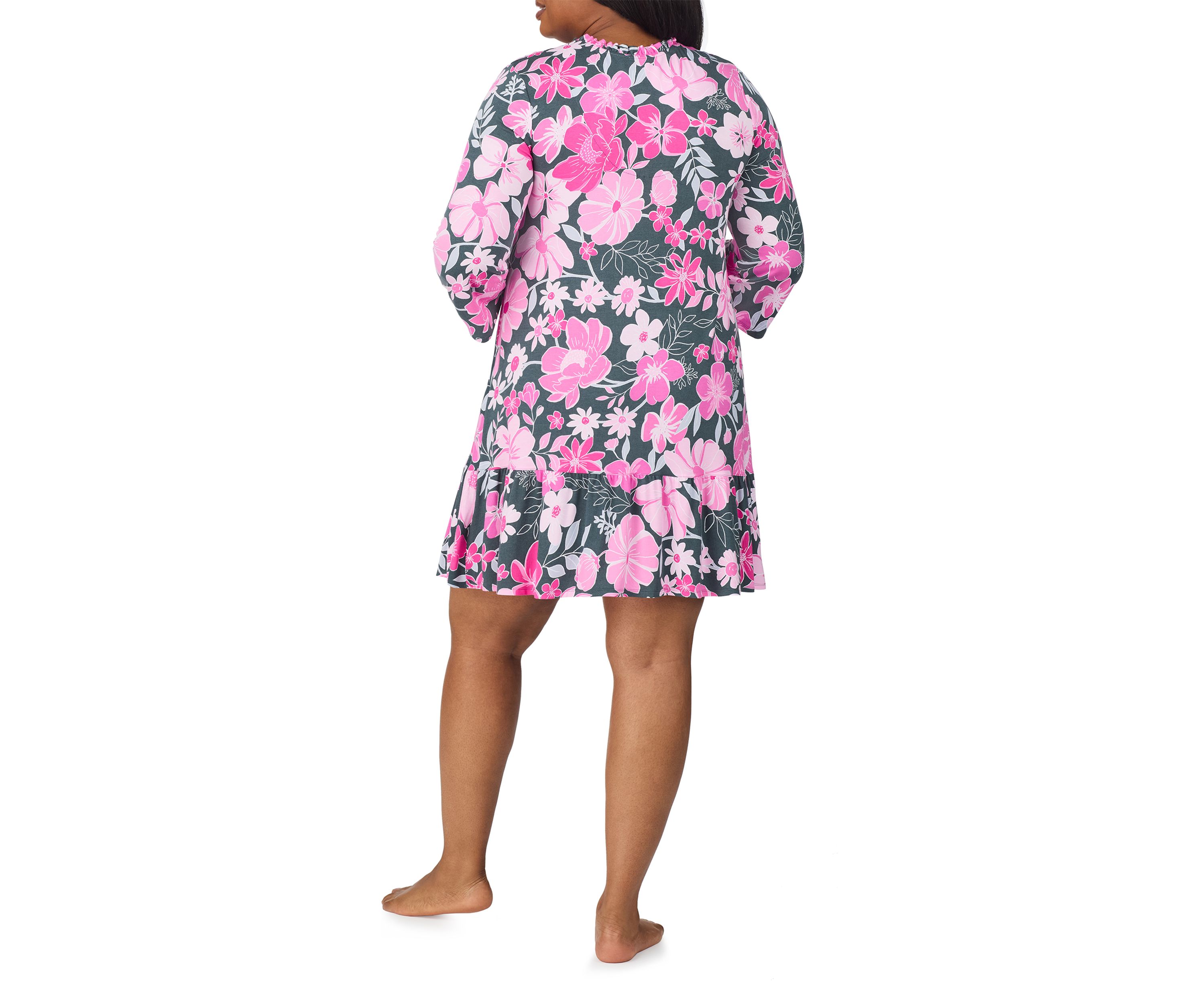 Plus Size 3/4 Sleeve Floral Sleep Tunic 