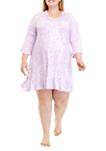 Plus Size 3/4 Sleeve Short Sleep Gown 