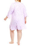 Plus Size 3/4 Sleeve Short Sleep Gown 
