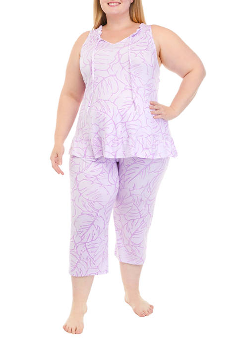 Ellen Tracy Plus Size Sleeveless Cropped Pajama Set