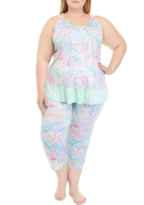 Ellen Tracy Plus Size Sleeveless Cropped Pajama Set