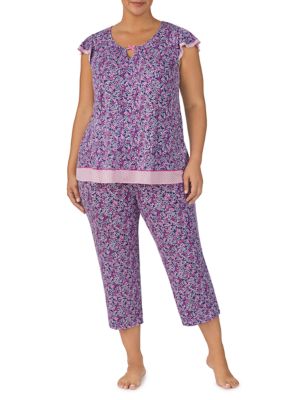 Ellen Tracy Plus Size Short Sleeve Cropped Pajama Set belk