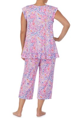 MUK LUKS Feel Good Happy Cloud Knit Tee and Capri Pajama Set 