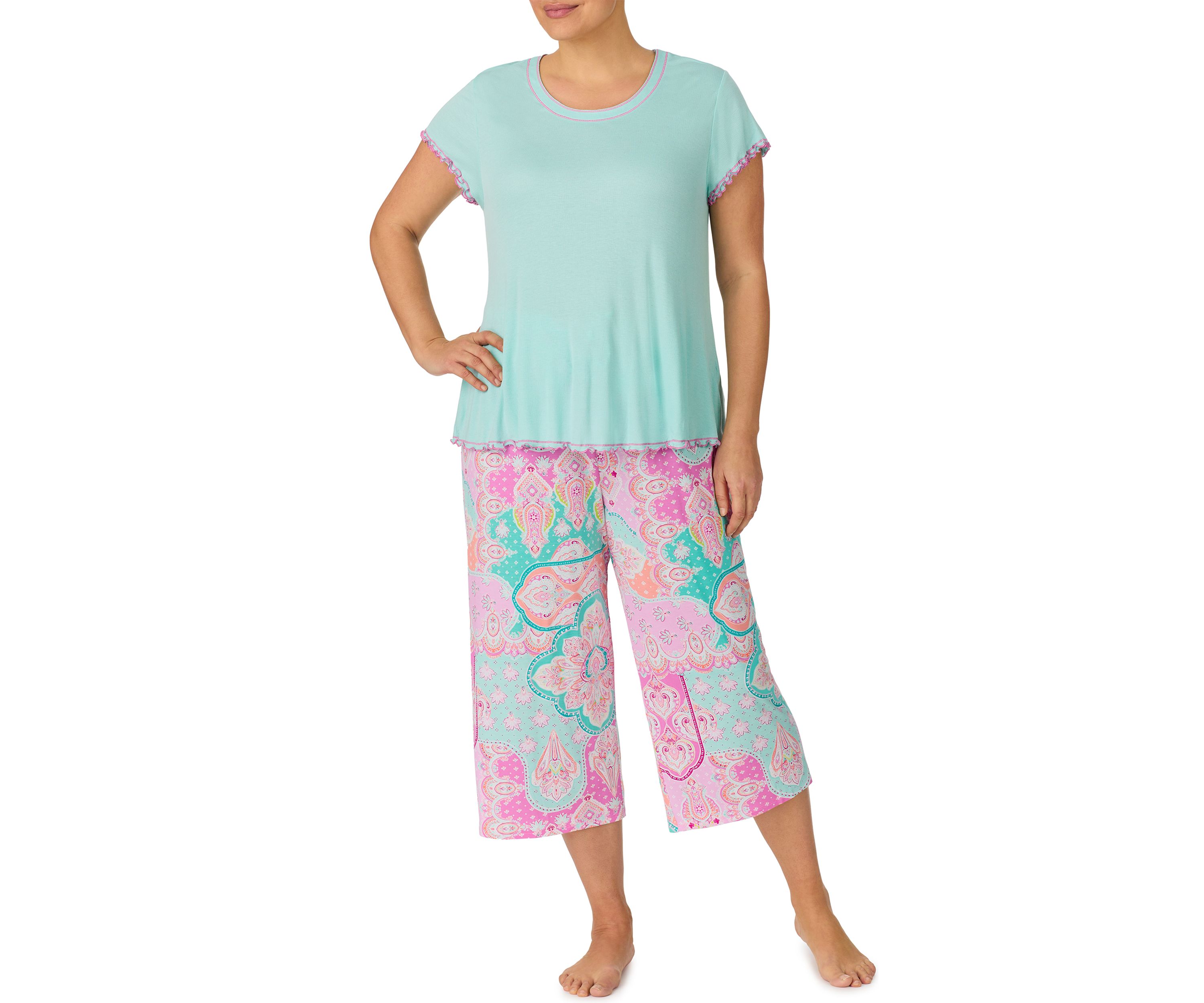 Plus Size Cropped Pajama Set