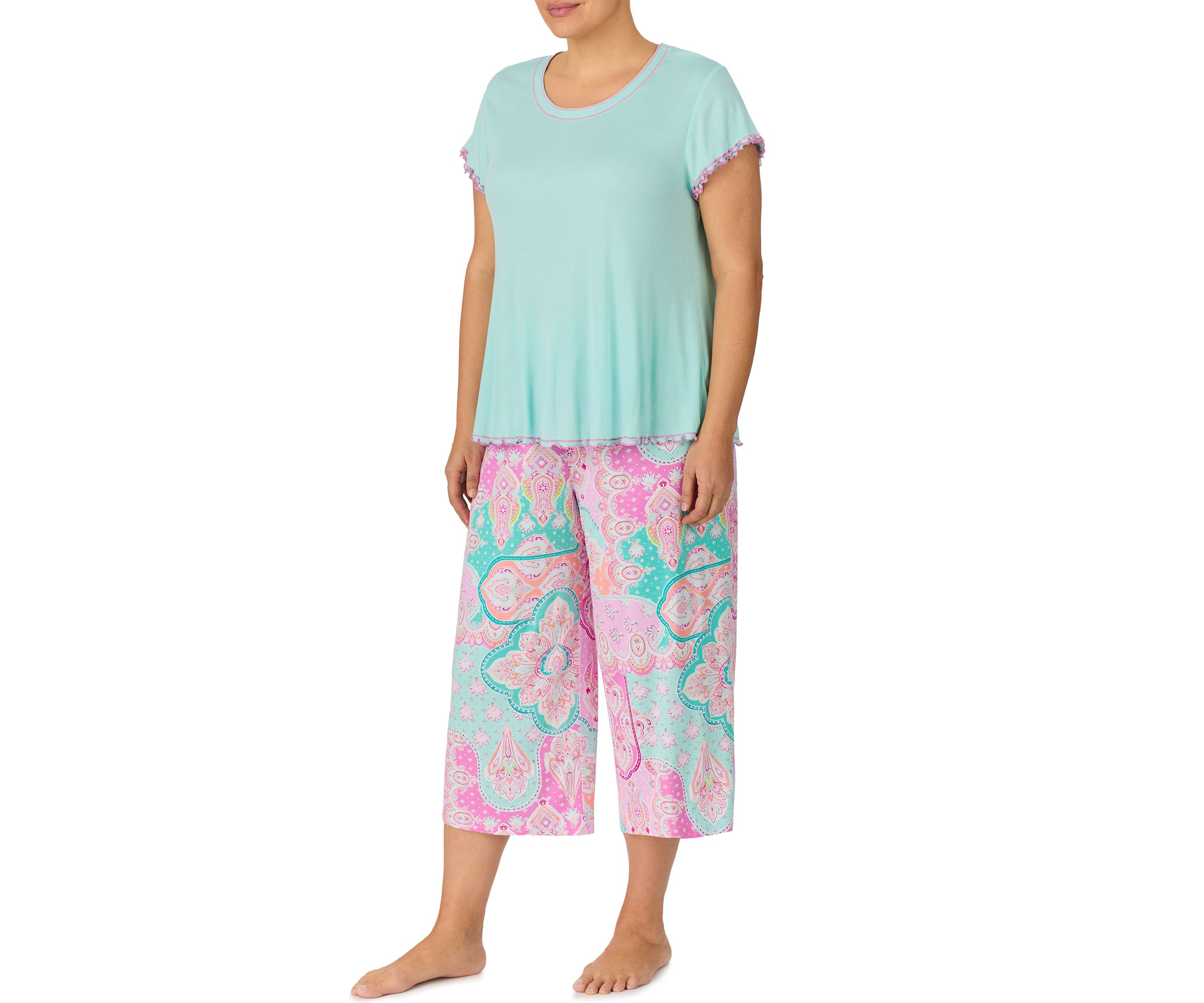 Plus Size Cropped Pajama Set