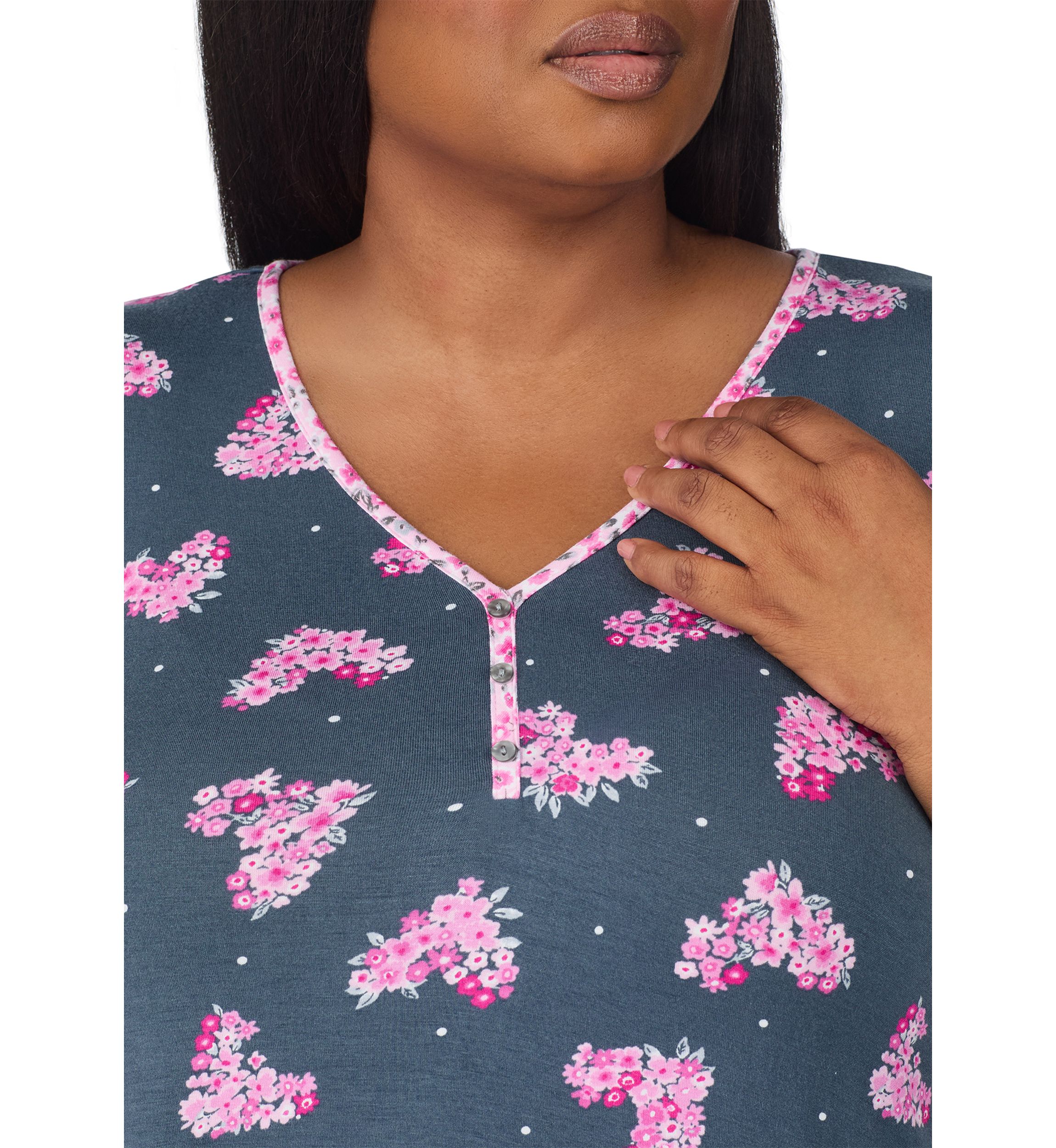 Plus Size Short Sleeve Cropped Printed Pajama Set 