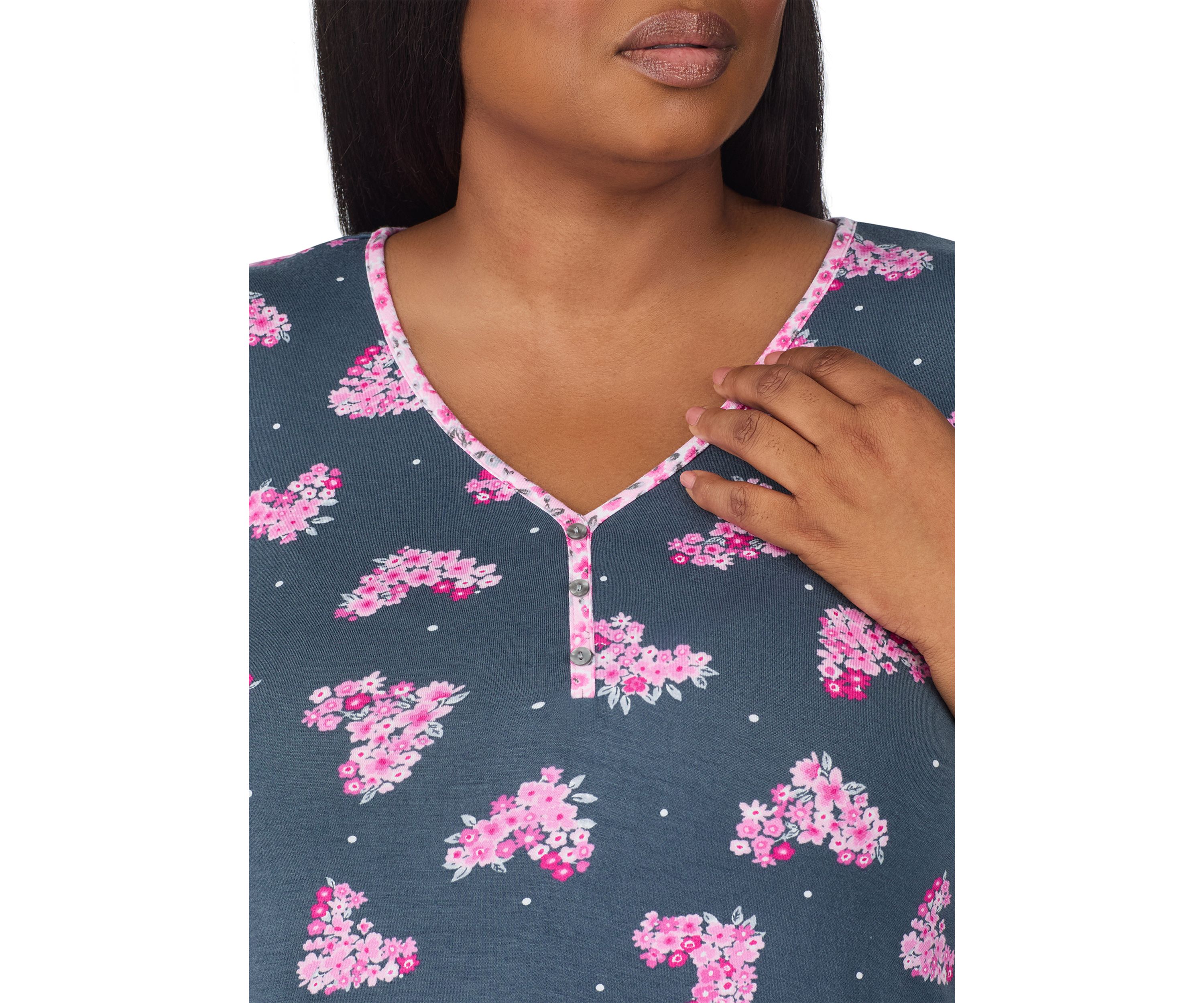Plus Size Short Sleeve Cropped Printed Pajama Set 