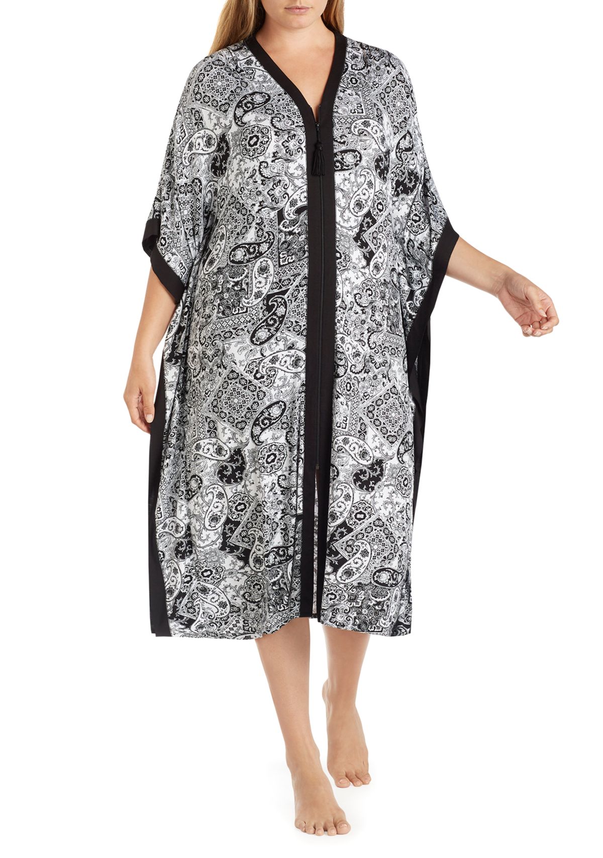 Plus Size Paisley Long Caftan 