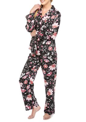 Linea Donatella Women's Floral Satin Notch Pajama Set | belk