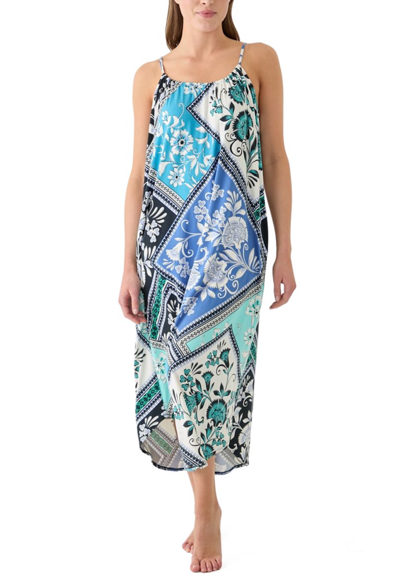 Womens Printed Knit Midi Nightgown