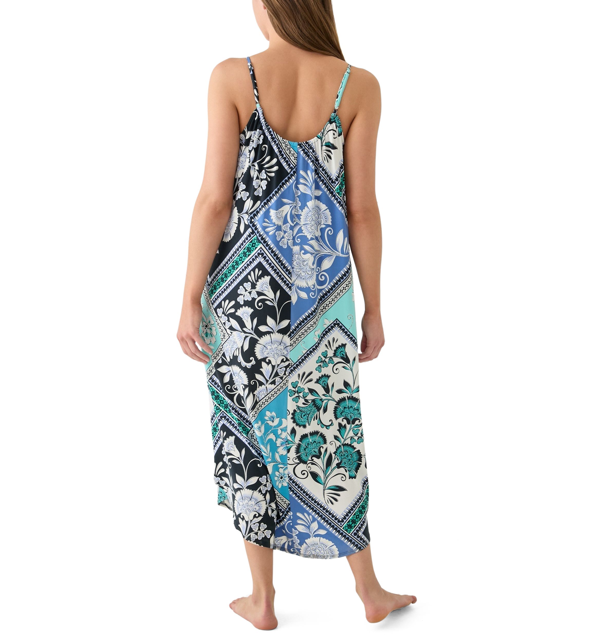 Womens Printed Knit Midi Nightgown