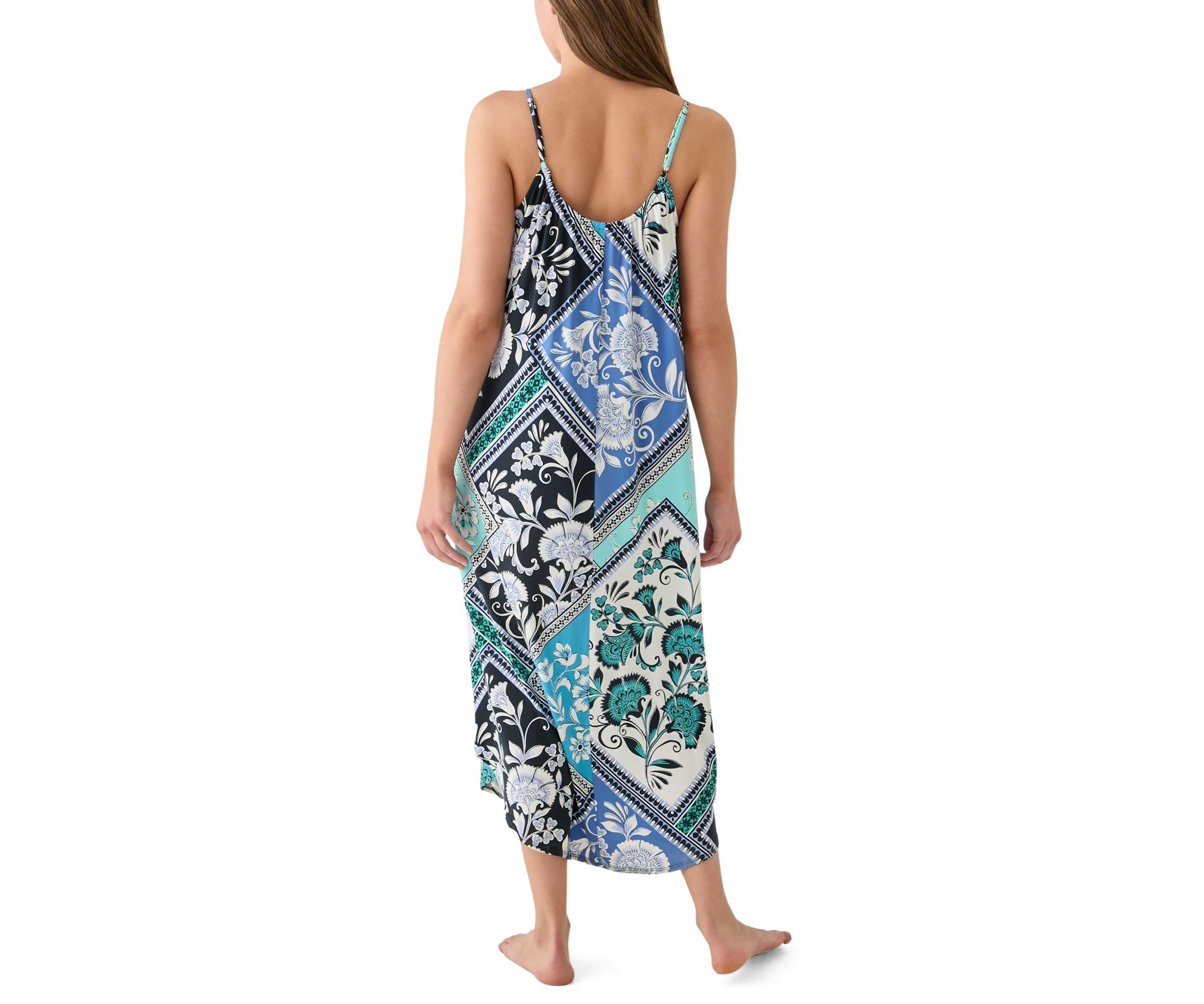 Womens Printed Knit Midi Nightgown