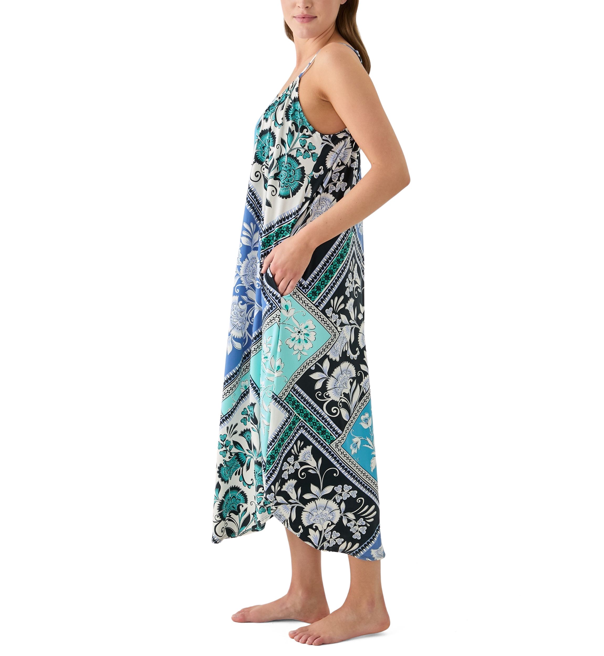 Womens Printed Knit Midi Nightgown