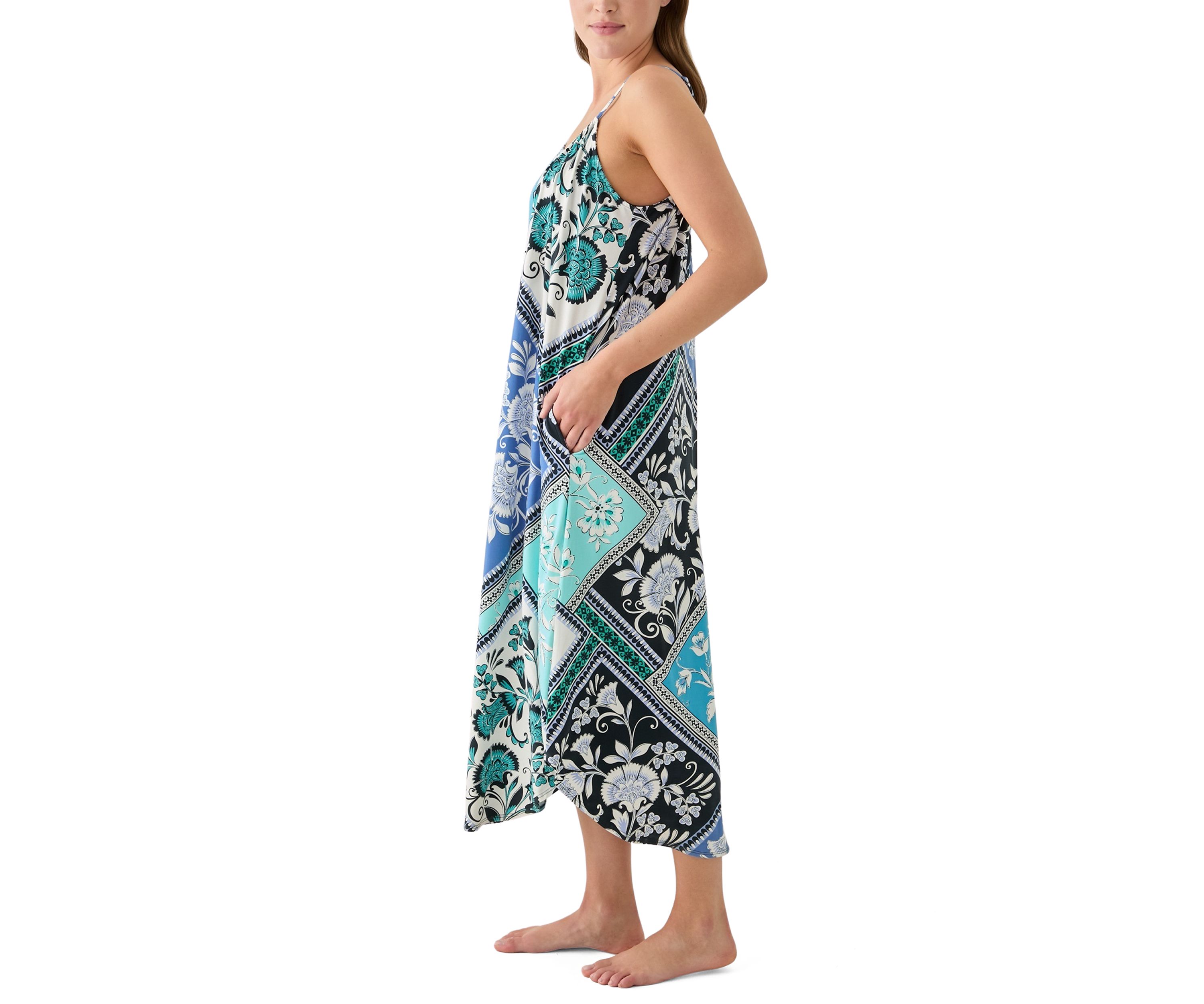 Womens Printed Knit Midi Nightgown