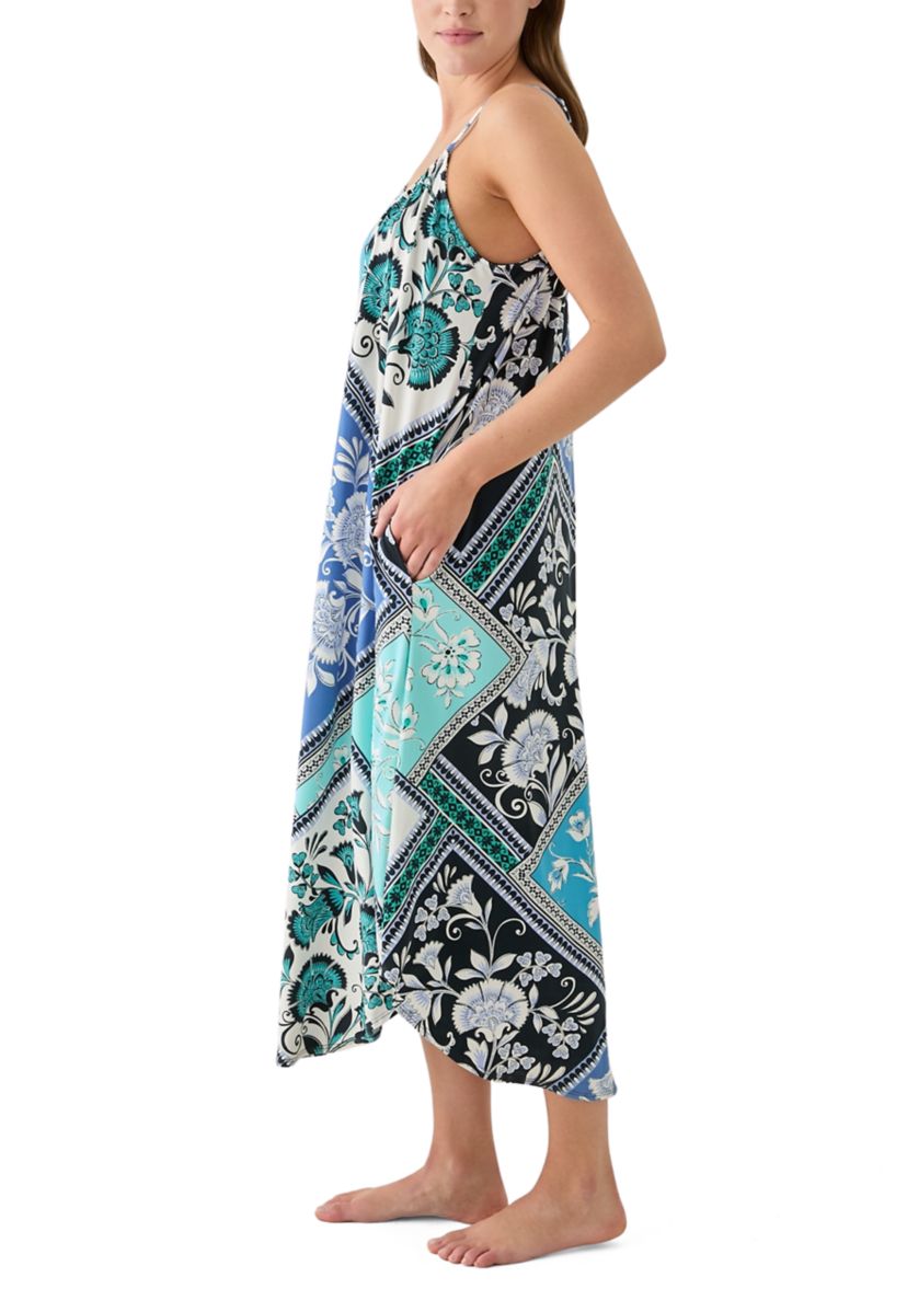 Womens Printed Knit Midi Nightgown