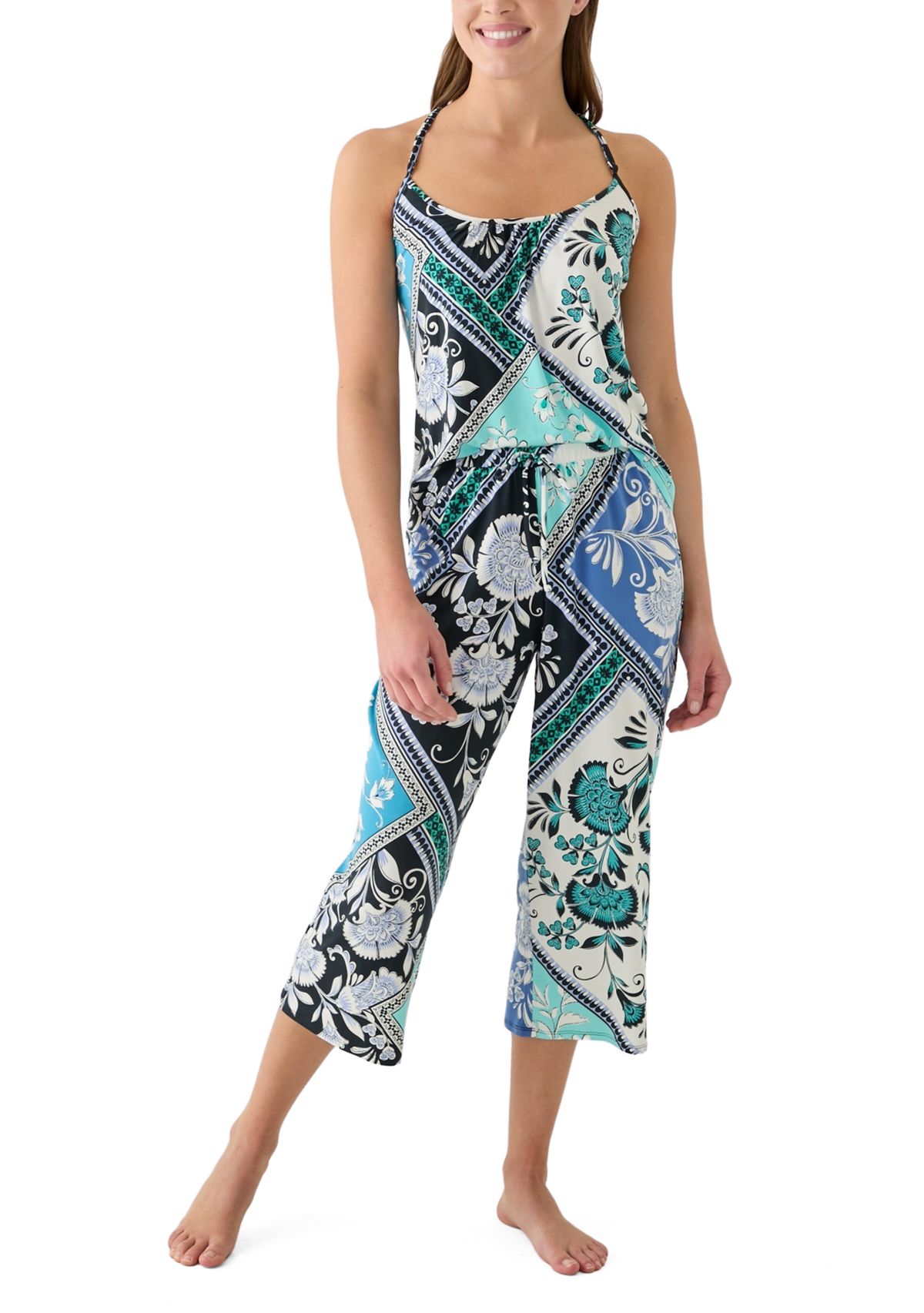 Womens Printed Knit Pajama Set