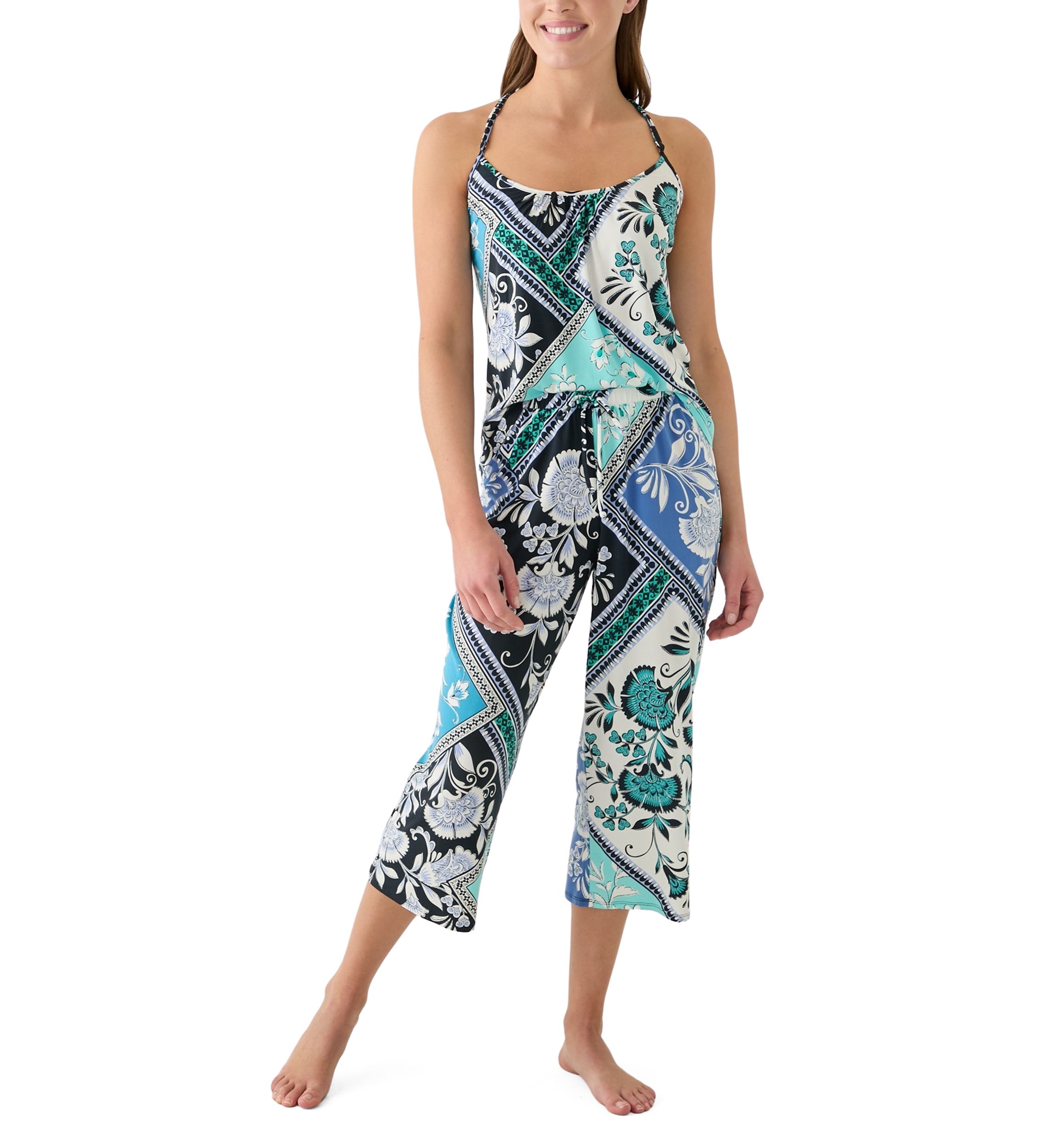 Womens Printed Knit Pajama Set