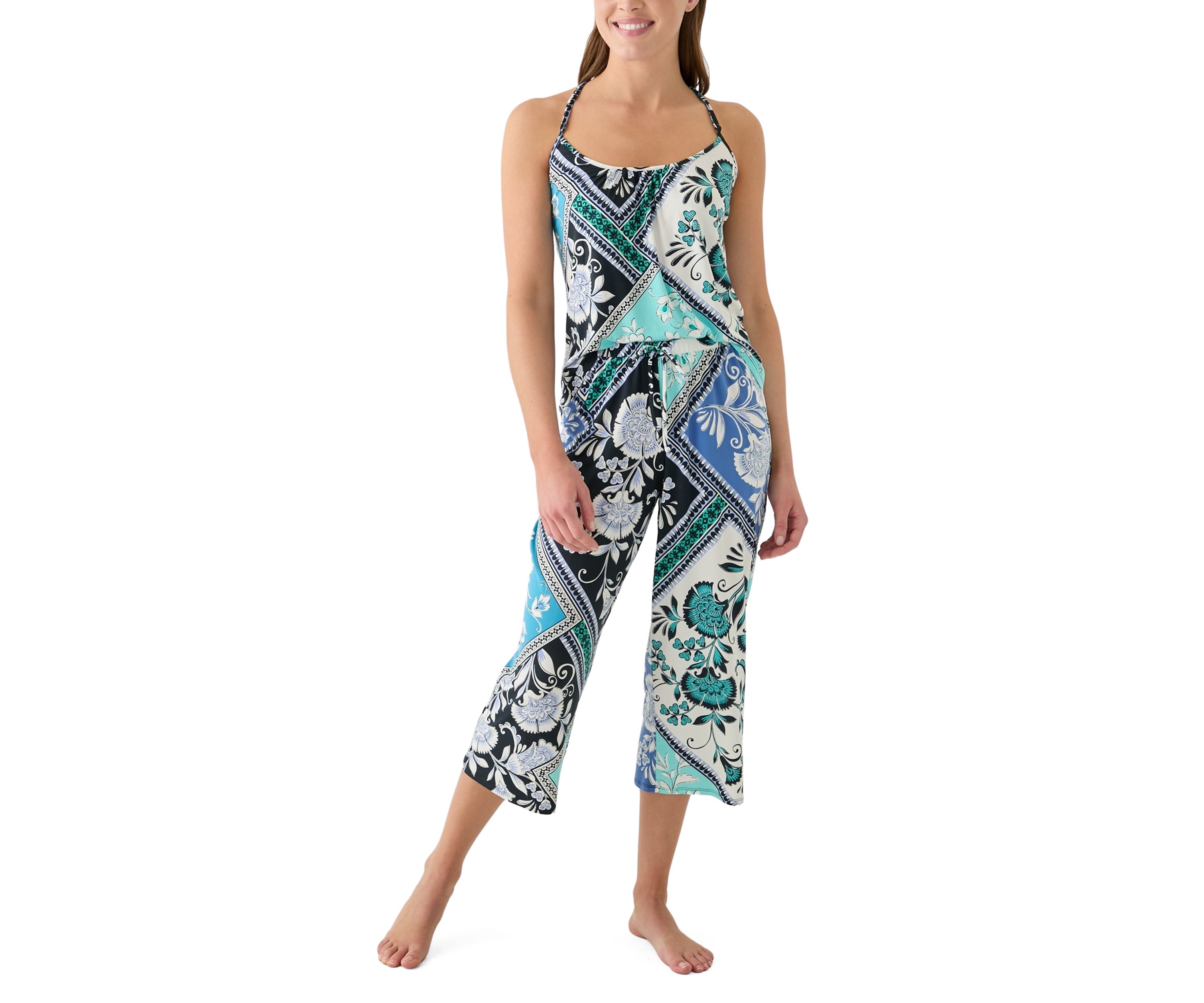 Womens Printed Knit Pajama Set
