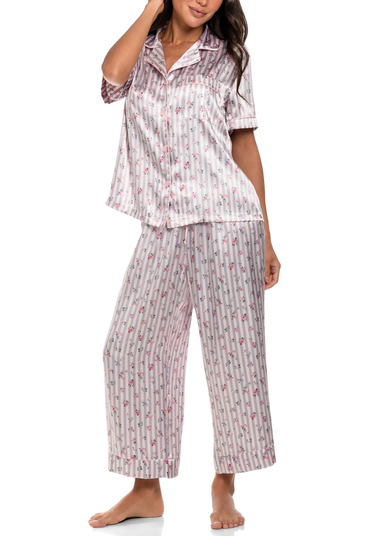 Sweet Stripe Notch Pajama Set 