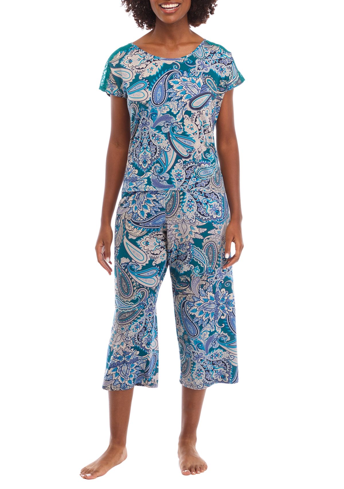 Printed Cropped Pajama Set 