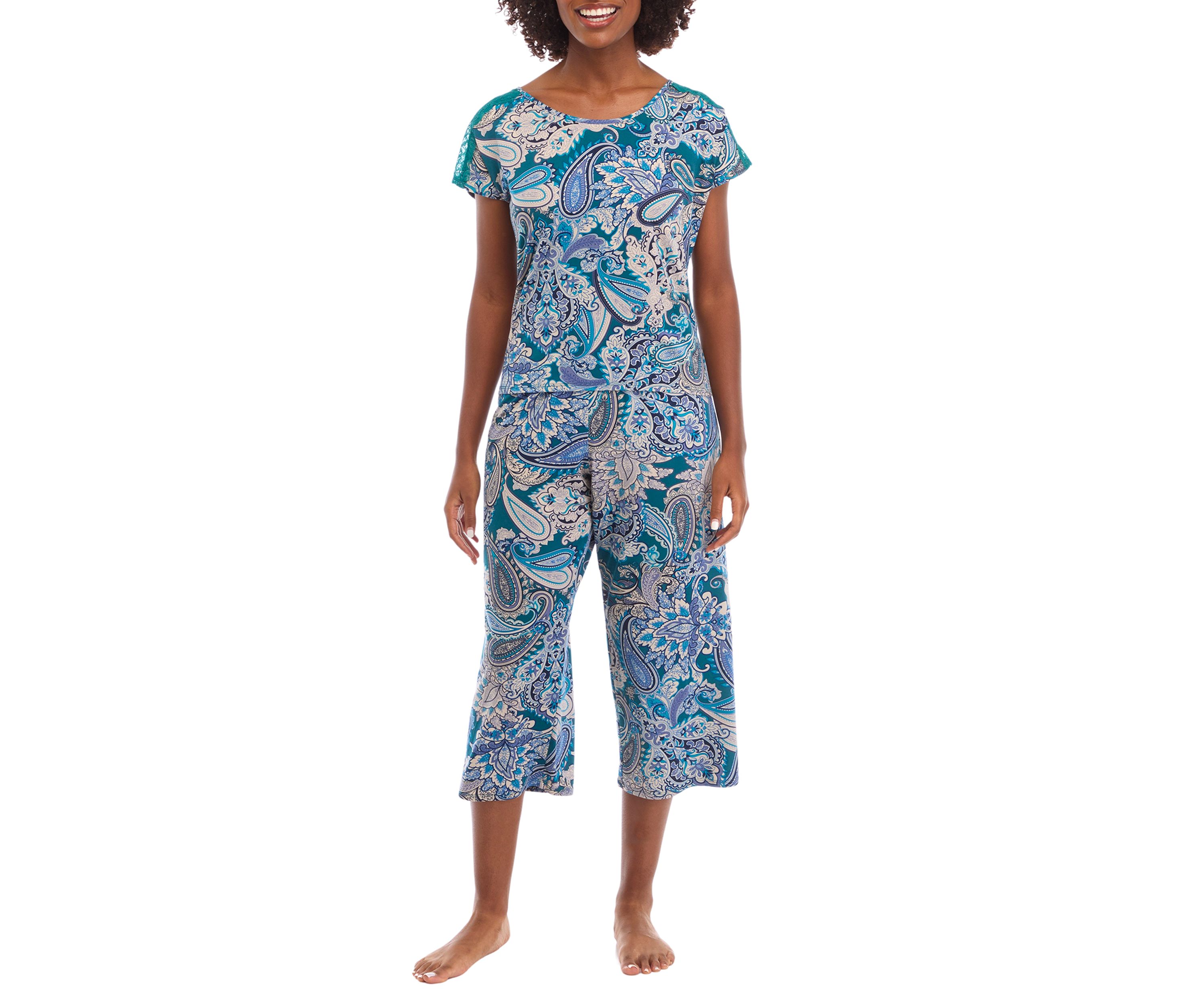 Printed Cropped Pajama Set 