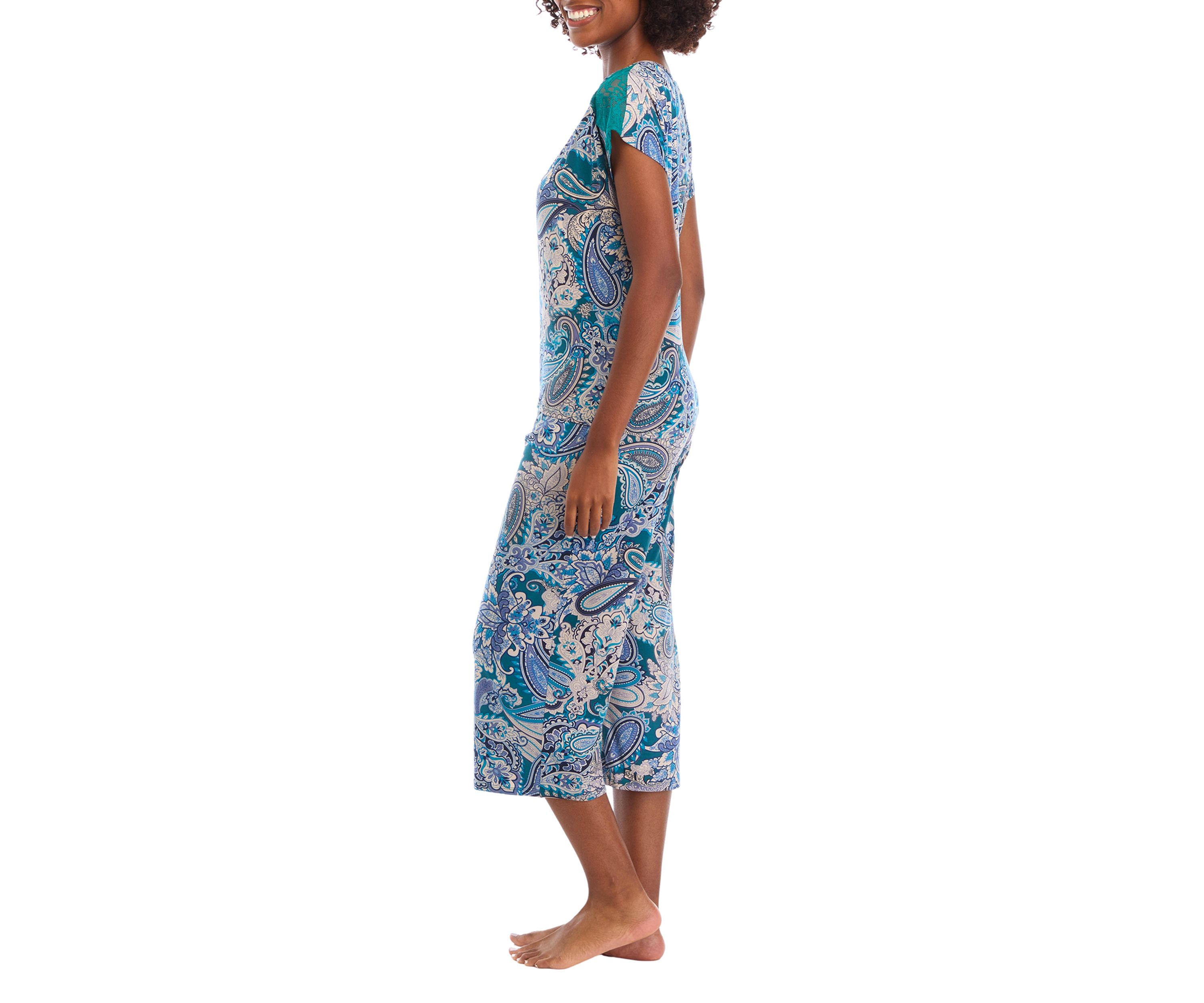 Printed Cropped Pajama Set 
