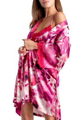 Women's Floral Satin Kimono Robe