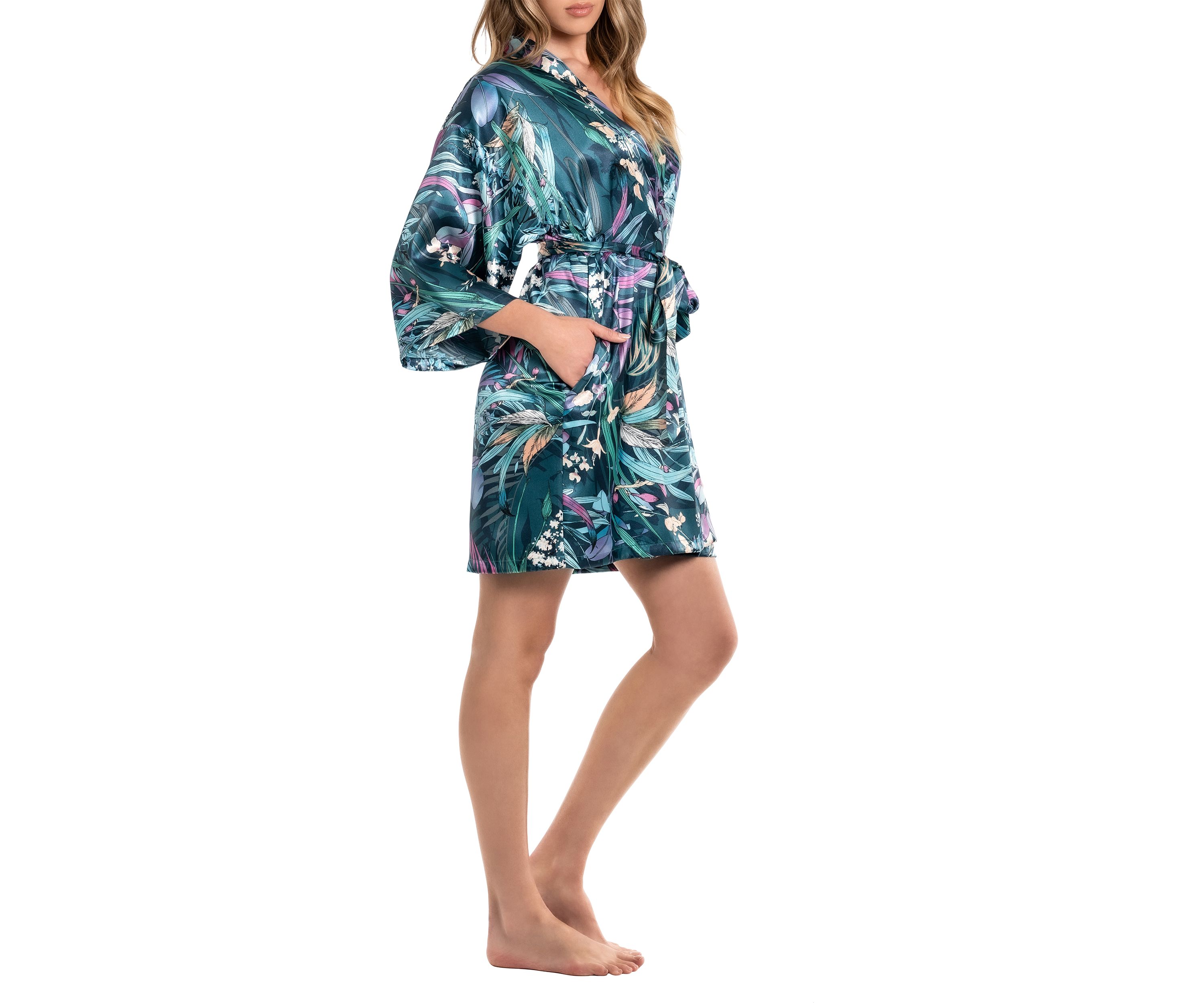 Womens Hollyn Satin Wrapper Robe