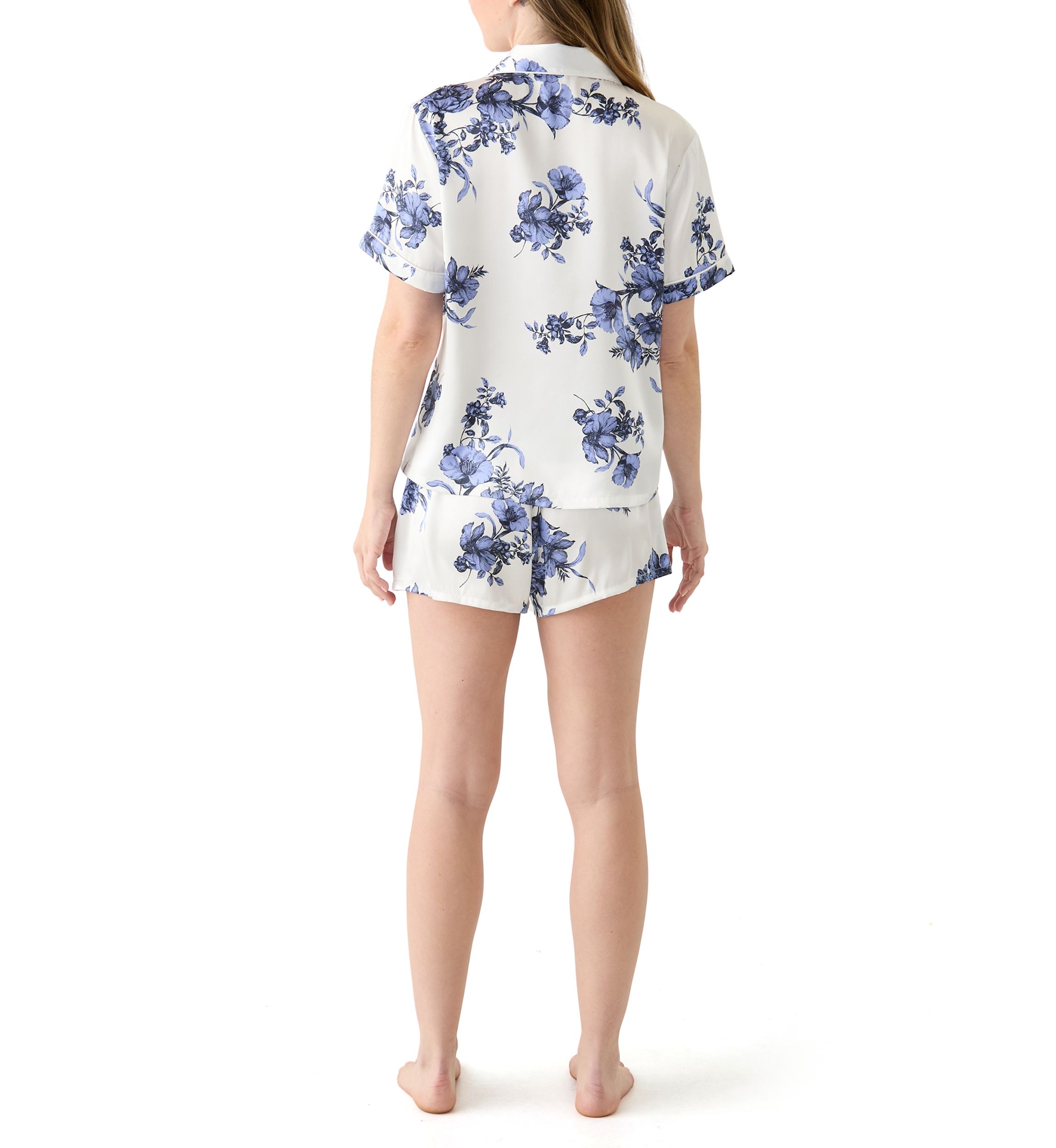 Floral 	  Satin Pajama Set 