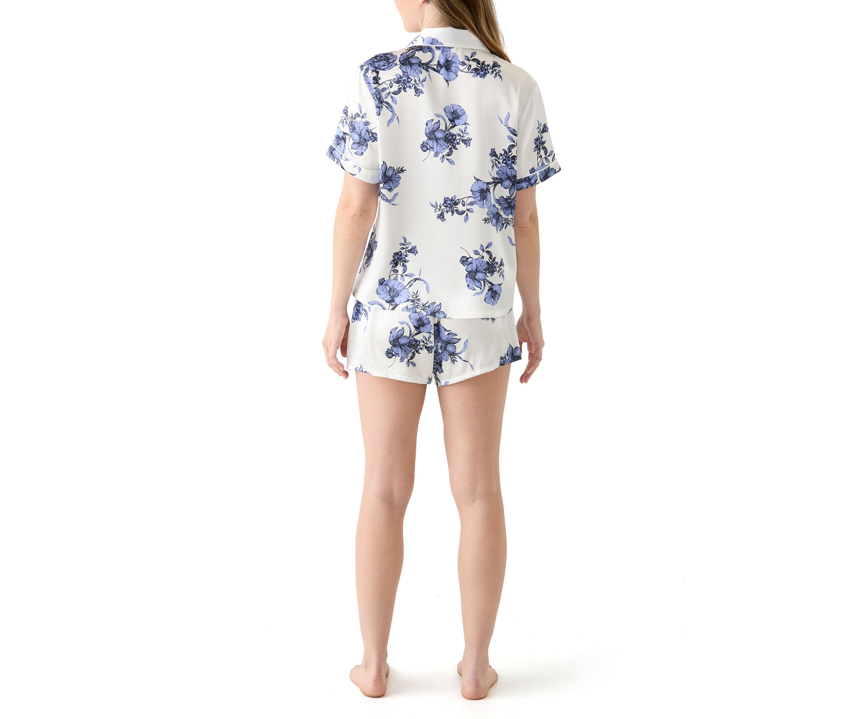 Floral 	  Satin Pajama Set 