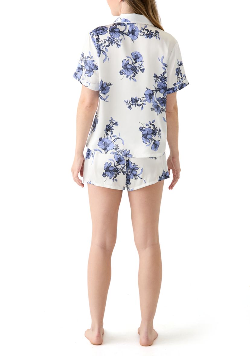 Floral 	  Satin Pajama Set 