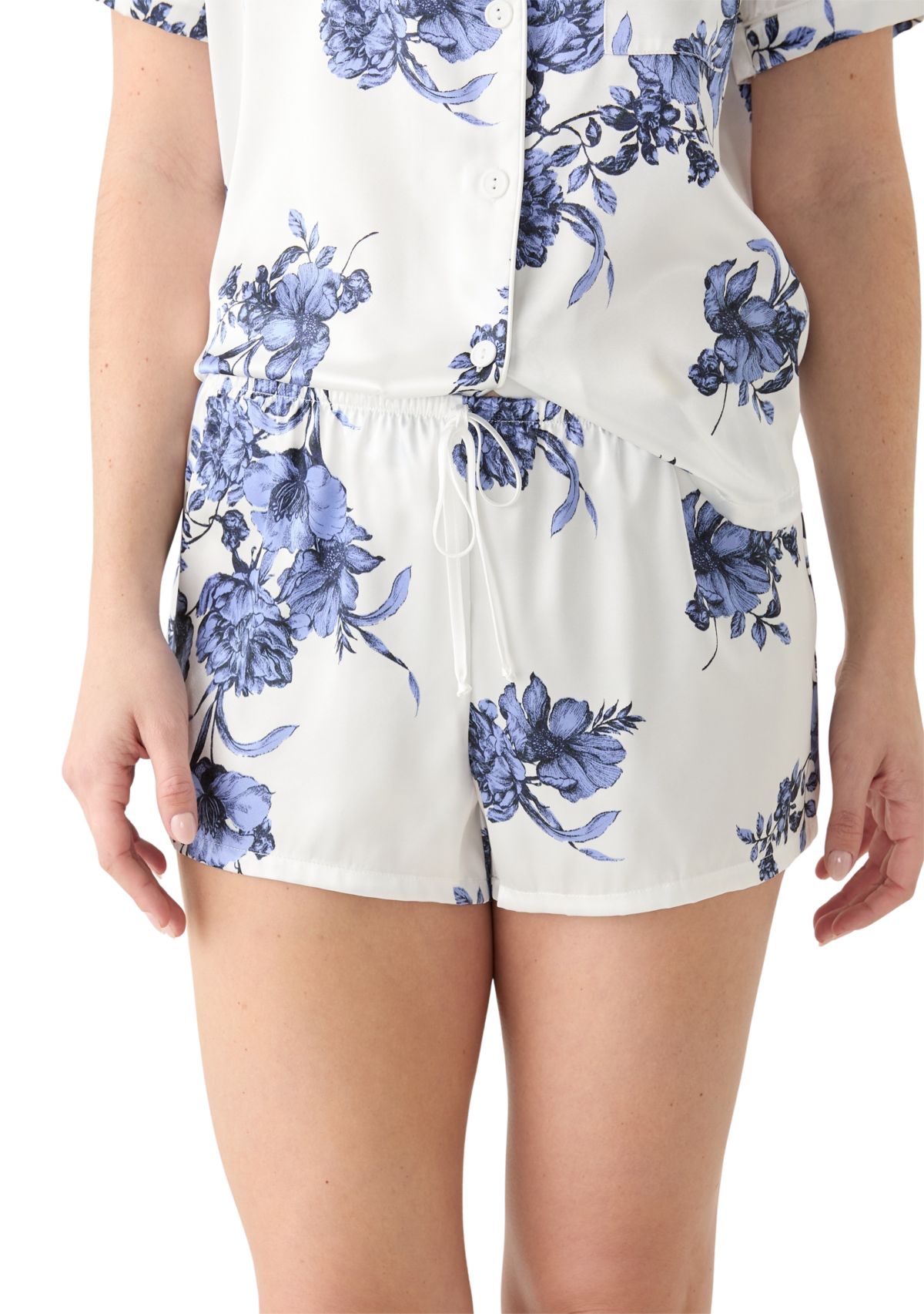 Floral 	  Satin Pajama Set 