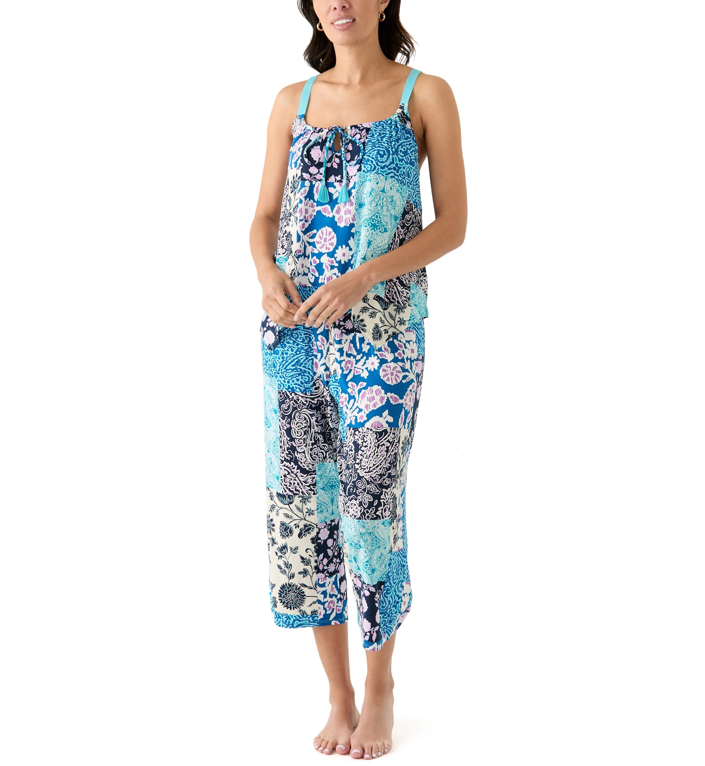 Sharkbite Printed Cropped Knit Pajama Set