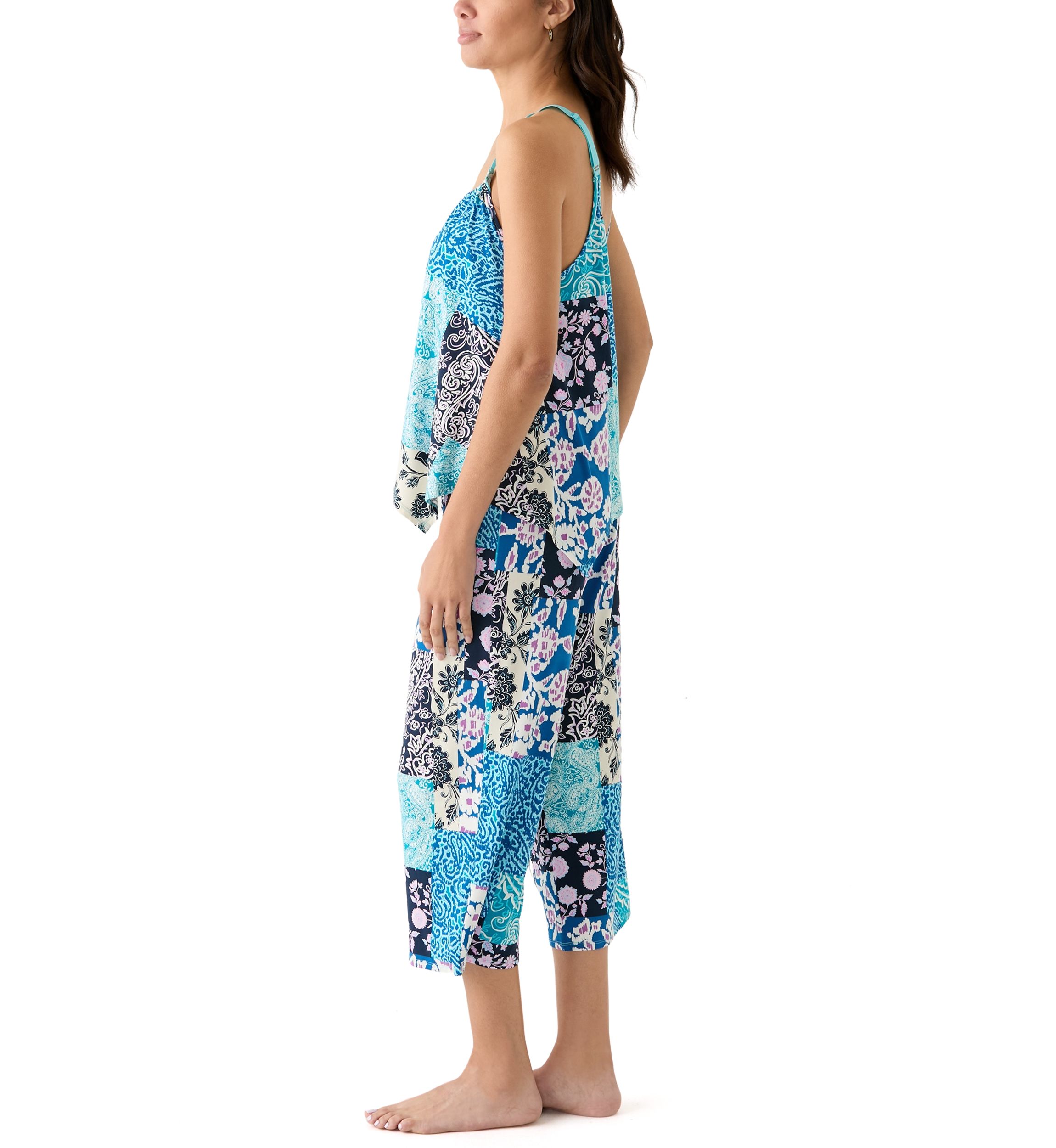 Sharkbite Printed Cropped Knit Pajama Set