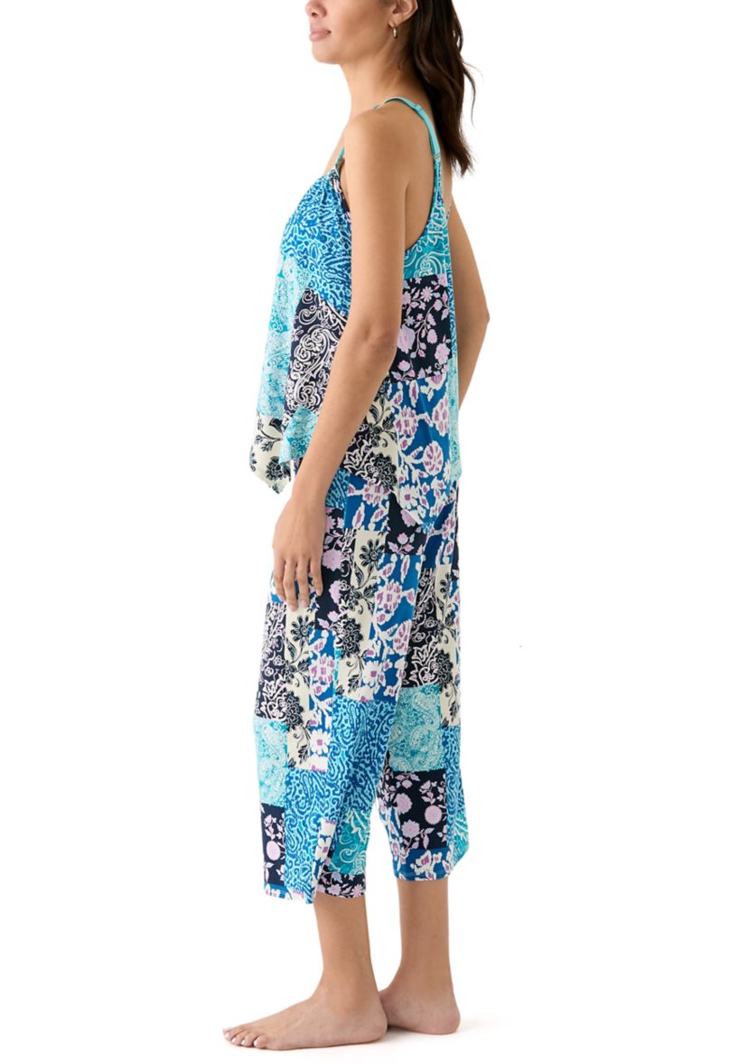 Sharkbite Printed Cropped Knit Pajama Set