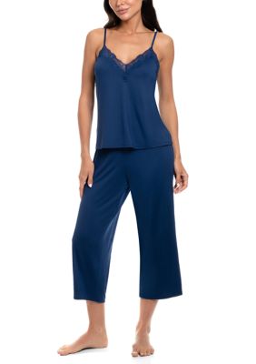 Linea Donatella Women's Sleeveless Pajama Set, Navy Blue, XL