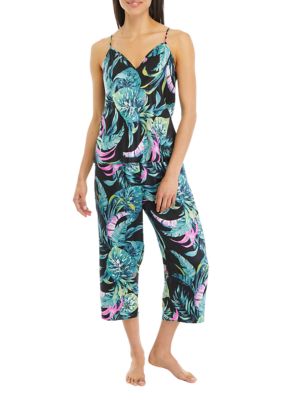 Satin Printed Top and Pants Pajama Set