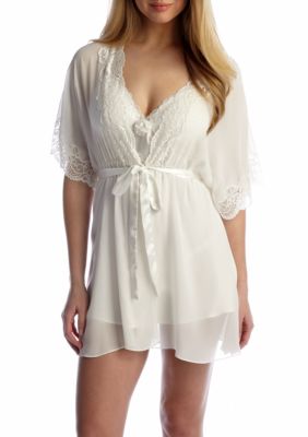 Cinema Etoile Lace Trim Satin Sash Robe | Belk