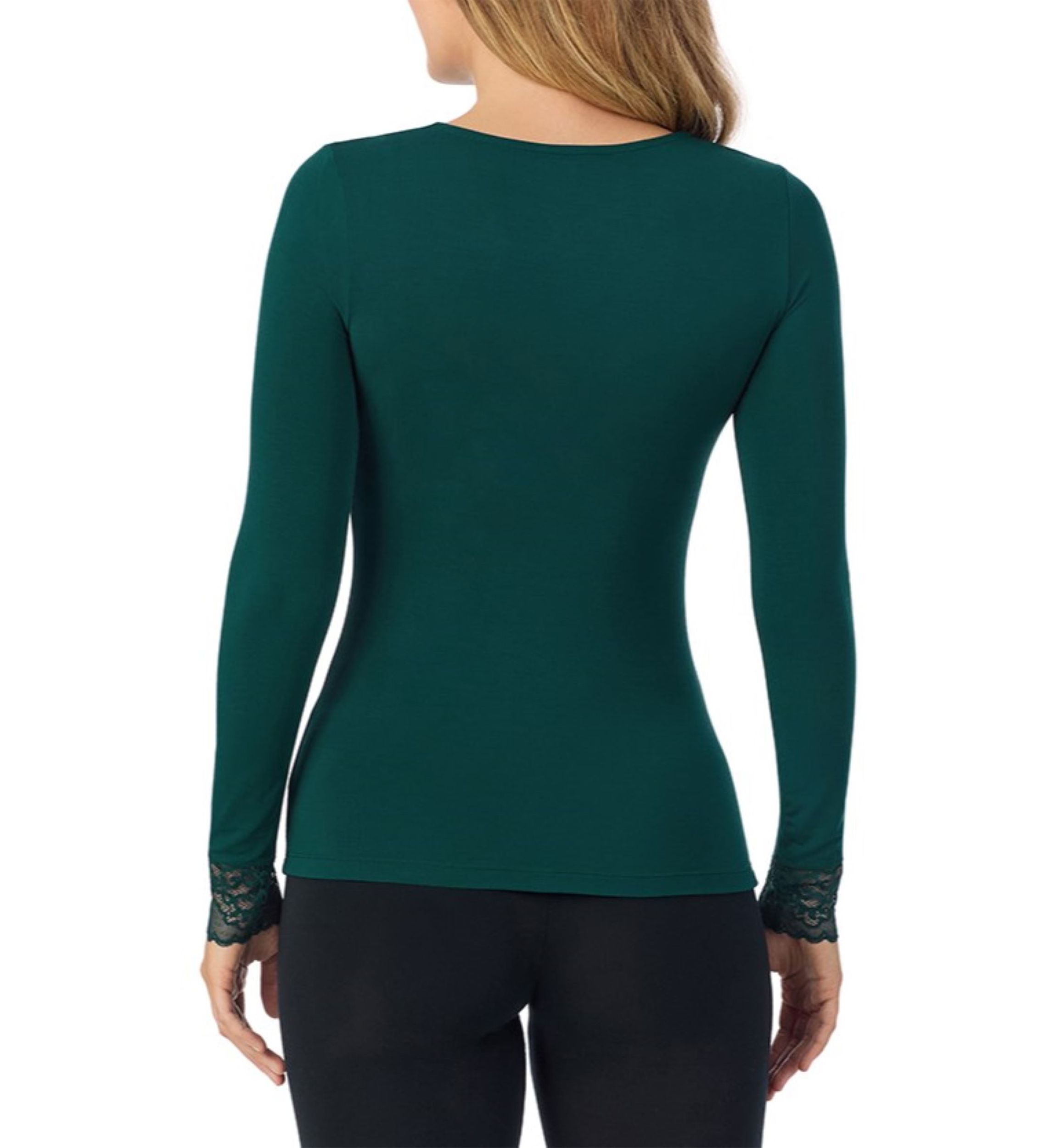 Womens Softwear with Stretch Lace Long Sleeve V-Neck Shirt