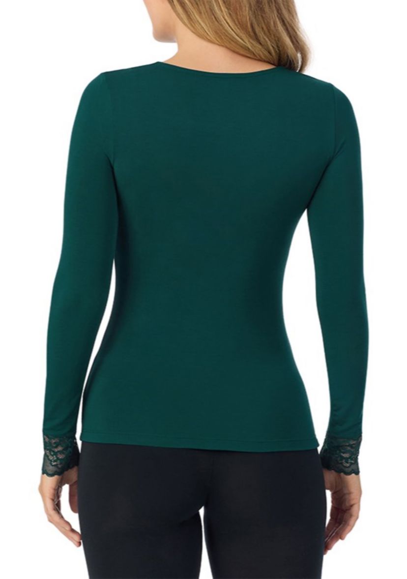 Womens Softwear with Stretch Lace Long Sleeve V-Neck Shirt