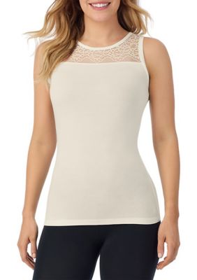 Cuddl Duds Women's Softwear With Stretch Lace Crew Neck Tank Top