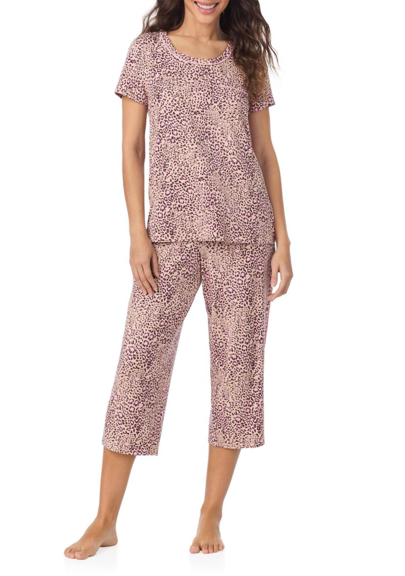 Short Sleeve Top and Cropped Pants Pajama Set