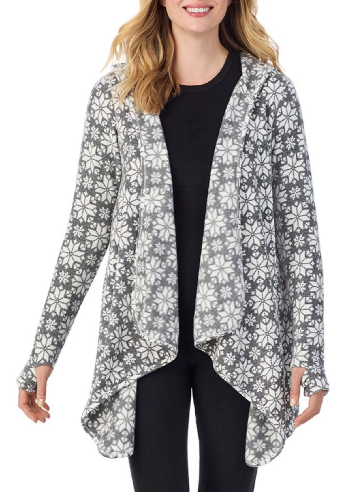 Womens Fleecewear with Stretch Long Sleeve Hooded Wrap