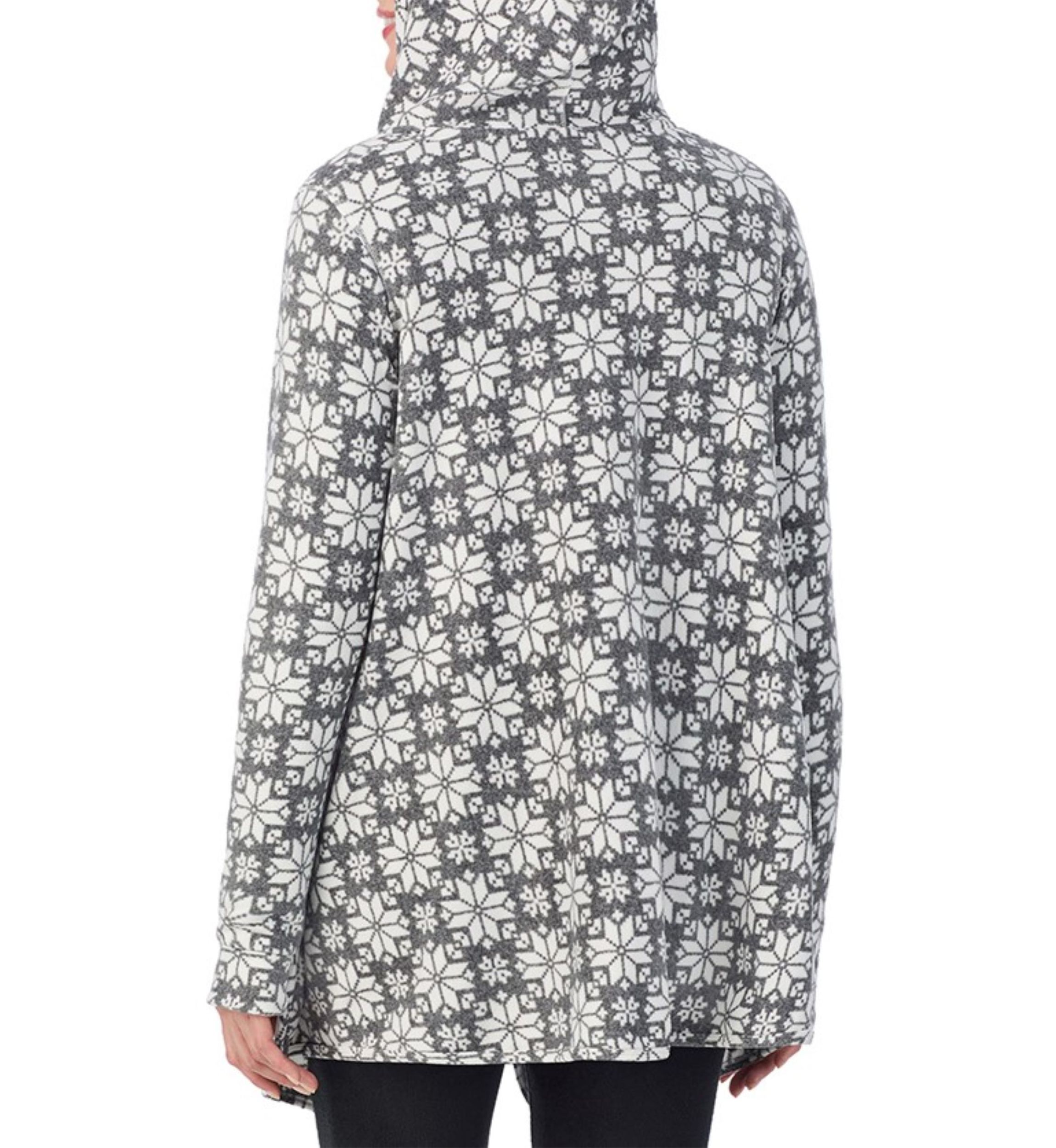 Womens Fleecewear with Stretch Long Sleeve Hooded Wrap