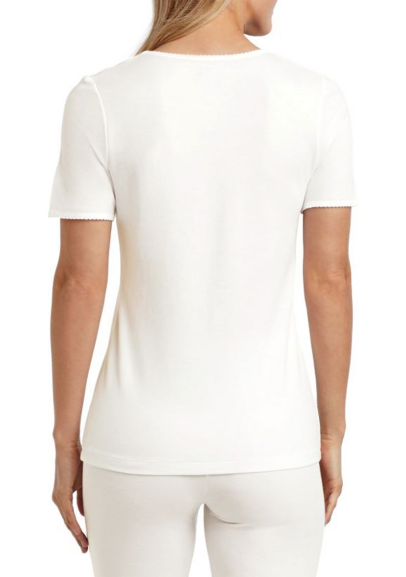 Womens Softwear Lace Edge Short Sleeve V-Neck Top