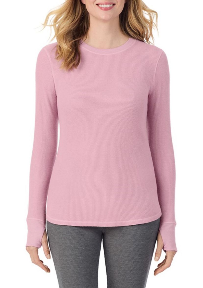 Womens Cozy Stretch Thermal Long Sleeve Crew Neck Top
